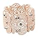 D EXCEED Vintage Metal Lace Pattern Etched Filigree Crystal Stretch Bangle Bracelet for Women 7