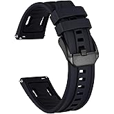 Ayadoo 24mm Bi-color Silicone Watch Band, Quick Release Replacement, Black Watch Strap with Black Stainless Steel Buckle
