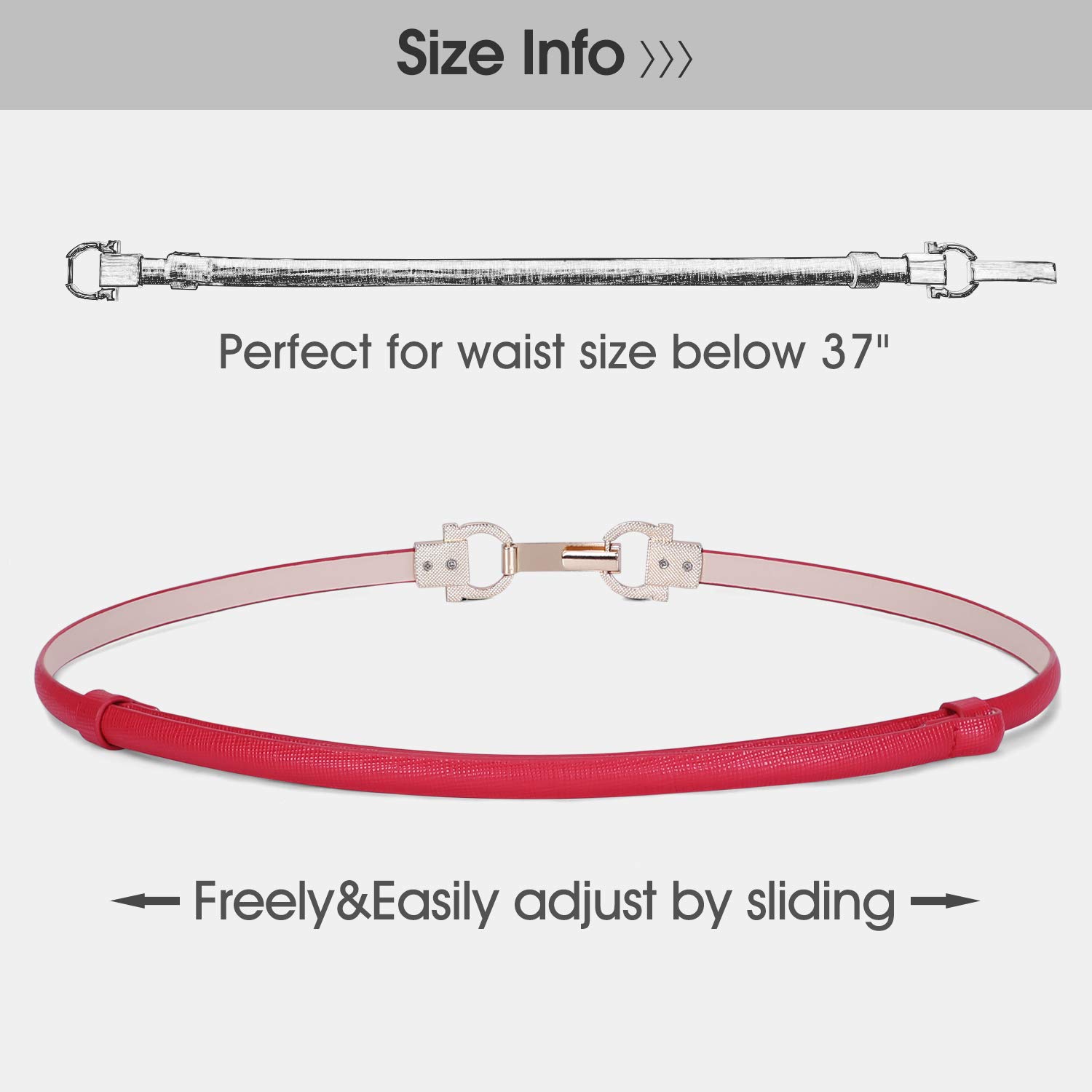 Women Skinny Leather Belt for Dress Adjustable Ladies Girls Thin Waist Belt with 6 Colors by WHIPPY