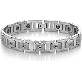 Gem Stone King Men’s Shiny Polished Tungsten Carbide Black Diamond Bracelet Matte Finished Inner Links (0.18 Cttw, 8 Inches in Length with Safety Clasp)