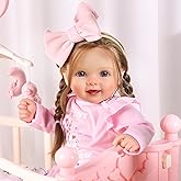 BABESIDE Realistic Reborn Baby Doll for Girls – 17-Inch Lifelike Soft Vinyl Toddler Doll with Handcrafted Details, Blue Eyes, Cute Pink Outfit & Accessories, Toy for Kids Ages 3+