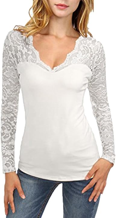 tee shirt manche longue femme dentelle