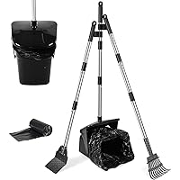 Poop Scooper Swivel Bin, Rake & Shovel for Medium and Large Dogs, Heavy Duty Pooper Scooper with 20 Waste Bags, Portable Poop