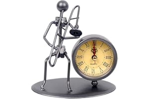 WINTERWORM Classic Vintage Old Fashion Iron Art Musician Clock Figure Ornament for Home Office Desk Decoration Gift (C66 Trombone)