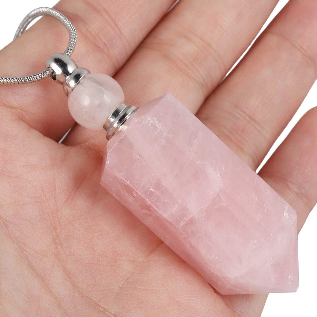 Nupuyai Essential Oil Diffuser Aromatherapy Necklace, Irregular Healing Crystal Point Stone Perfume Pendant with Long Chain - Image 4