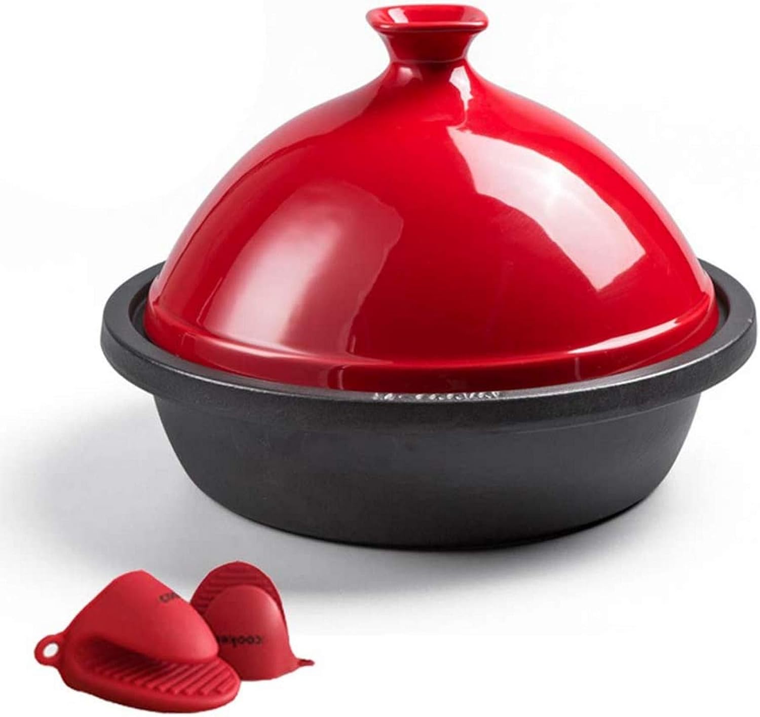 GAOFQ 30 cm Tajine Kochtopf, emaillierte Tangine aus Gusseisen mit