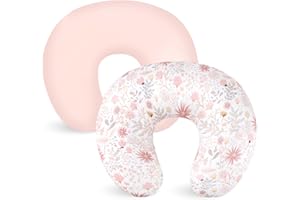 Nursing Pillow Cover 2 Pack, Breastfeeding Pillow Cover for Baby Girls Boys, Soft Stretchy Nursing Pillowcase for Infant Newb