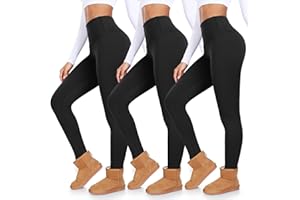 DHSO 1/3 Pack Fleece Lined Leggings Women High Waisted Winter Warm Thermal Workout Leggings Tummy Control Yoga Pants