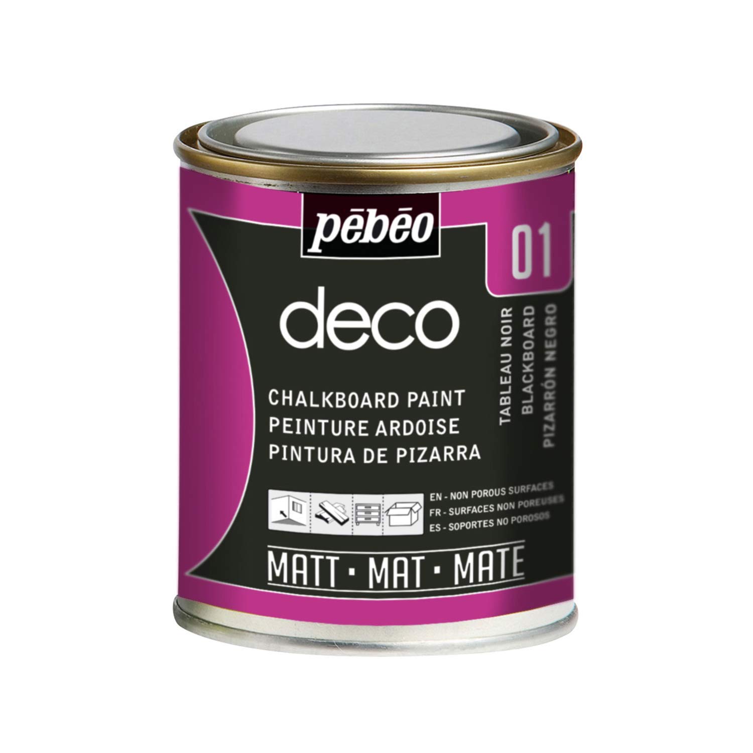 Pebeo 250 ml Deco Chalkboard Paint, Blackboard, 093501, Black