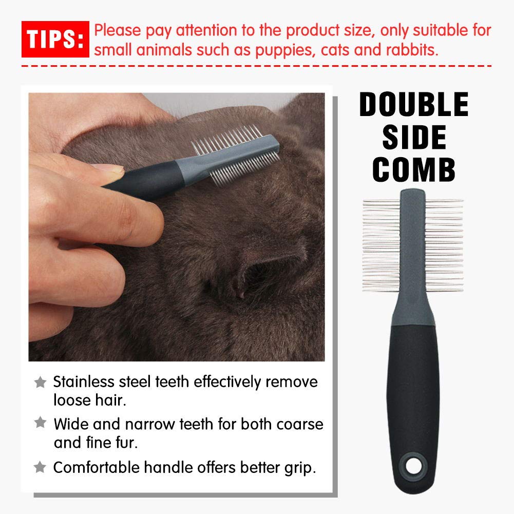 Puppy Grooming Kit Cat Flea Comb Brush, Soft Protection Salon Grooming Tools for Small Animals, Remove Dead Hair, Mats, Tangles, 4 Pcs