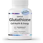 Tesseract SafeCell S-Acetyl Glutathione Supplement, 300mg, Healthy Aging, Cellular Support, Powerful Antioxidant; Hypoallergenic, Vegan, Patented Delivery; Bioavailability; 60 Vegetarian Capsules