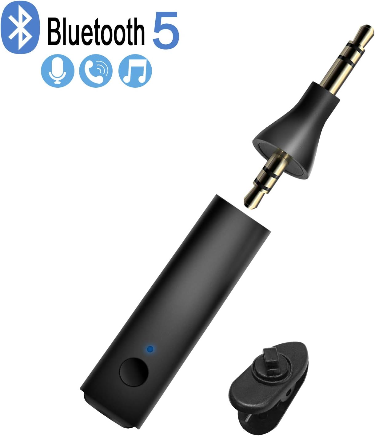 Friencity Bluetooth Receiver for Car, Portable Wireless Audio Aux Adapter for Home Stereo/Wired Headphones, Car Sound System Music Streaming, Hands-Free Call Car Kits, 3.5mm Aux, Support Voice Chat