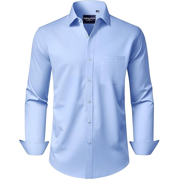 Amazon.com: Dress Shirts for Men Dress Shirts Solid Long Sleeve Stretch  Wrinkle-Free Formal Shirt Business Casual Button Down Shirt : Clothing,  Shoes & Jewelry