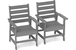 GREENVINES Outdoor Dining Chairs Set of 2 | HDPE | Patio Chair | All-Weather | Grey