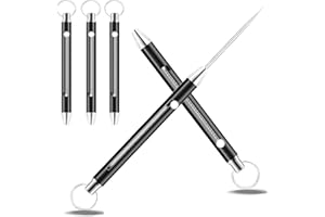 PHOWEDAER Portable Titanium Toothpicks,Pocket Metal Toothpick Reusable with Stainless Steel Toothpick Holder Keychain Telescopic Toothpick Holders(3 Pieces)