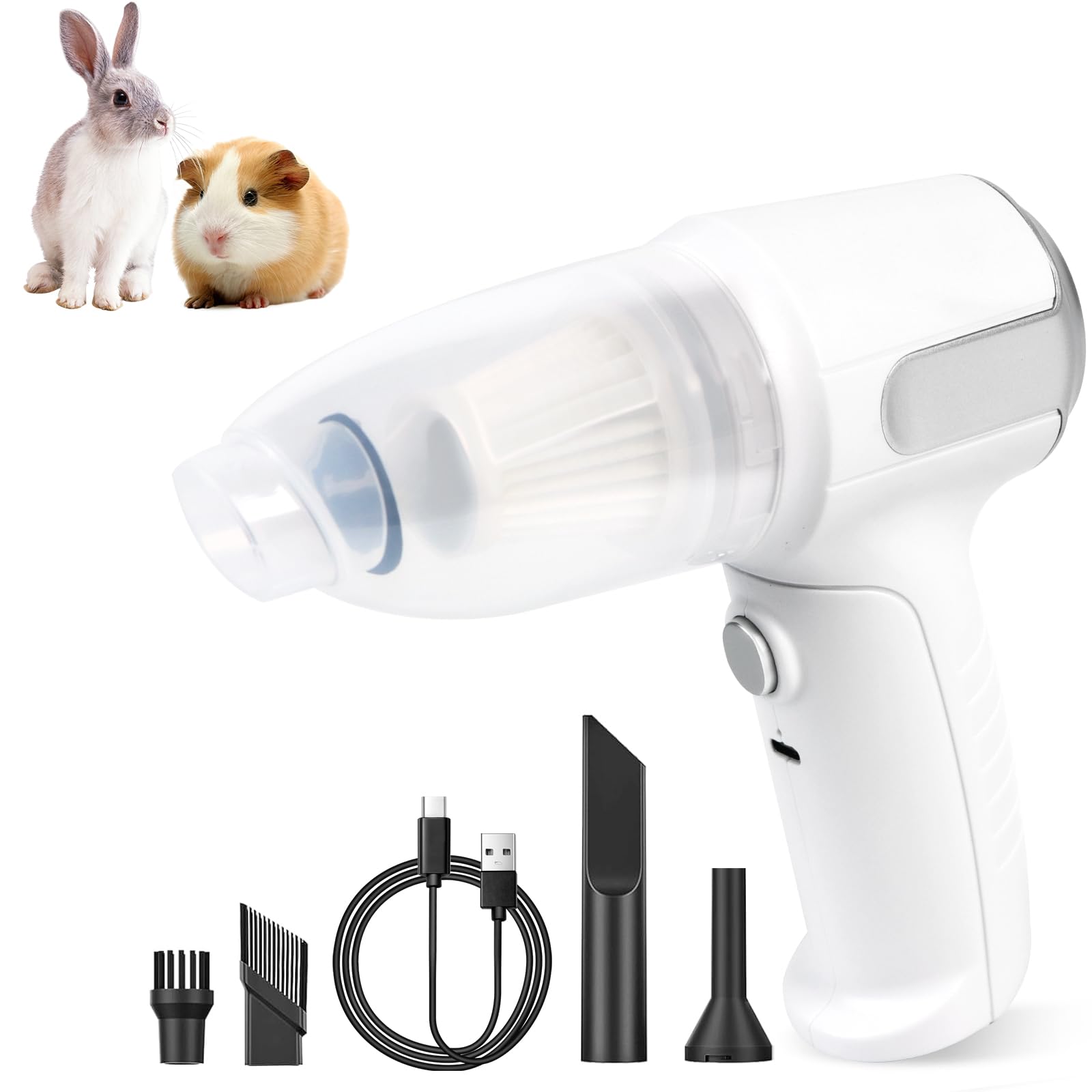 Photo 1 of Lyrzzey Guinea Pig Poop Spot Vacuum – Mini Cordless Assistant for Daily Cage Corner Cleanup of Guinea Pig, Rabbit, Hamster, Chinchilla, Reptile, Bird & Small Animals – White