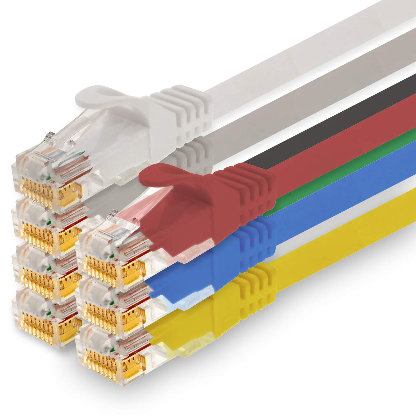 1CONN - 0.25m network cable, Ethernet, Lan & patch cable for maximum internet speed & connects all devices with RJ 45 socket 7 colors - 7 pieces