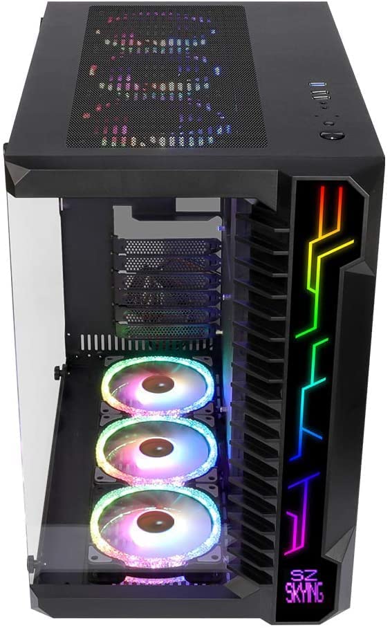 SZSKYING Gaming PC Case with 10PCS Fans Tower Case