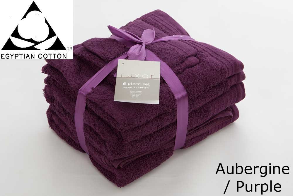 PURPLE/ AUBERGINE 650gsm 6pc Prestige 'Luxor' Egyptian Cotton Towel