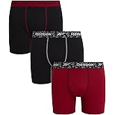 Reebok Mens Boxer Briefs - 3 Pack 6'' Inseam Soft Stretch Performance Mens Underwear Athletic Boxer Briefs with Contour Pouch