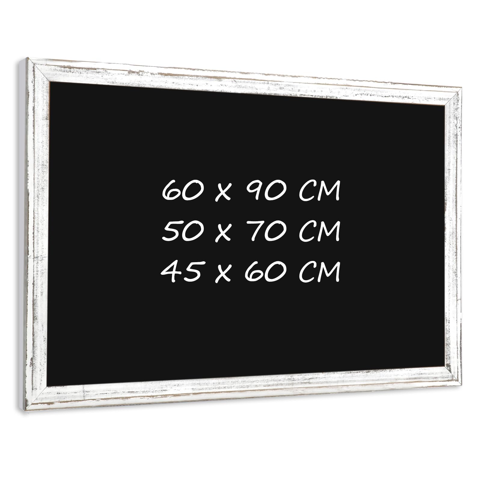 QUEENLINK Chalk Board, 45x60cm Wall Blackboard, White Wooden Frame, Vintage Style Hanging Chalkboard for Home, School, Bar, Office