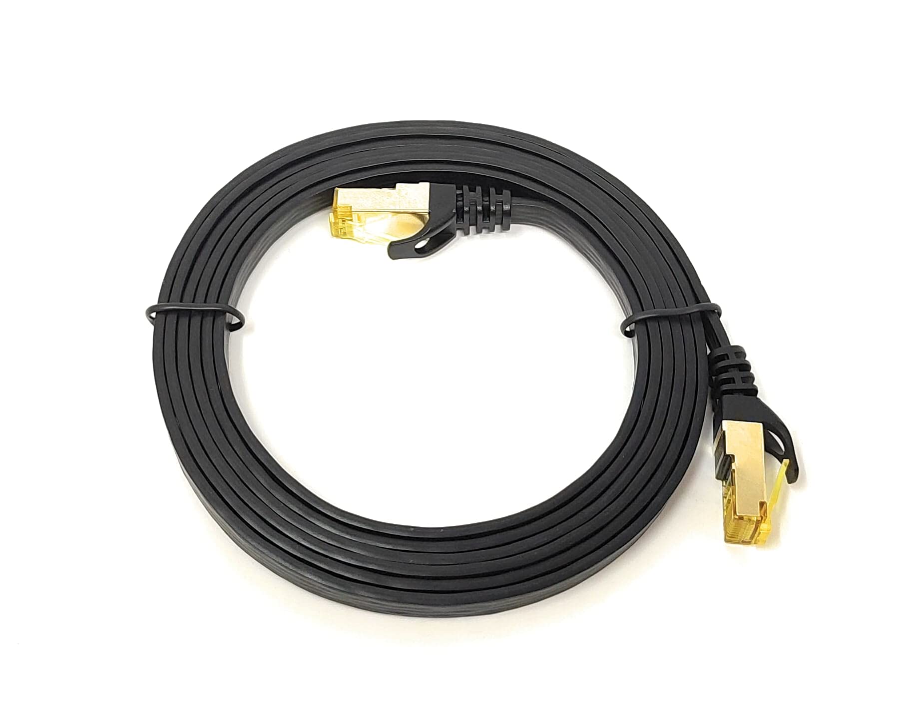 Maincore 2M CAT7 Flat Ethernet Cable 10Gbps 600Mhz High Speed Gigabit SFTP, Cat 7 Lan Network Internet Cord, RJ45 Gold Plated Connectors (2m, Black)