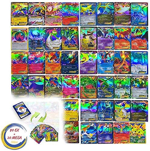 Geodude 100 count pcs HOLO Poke Cards 59 EX + 20 GX + 20 Mega + 1 Energy For Boys and Girls