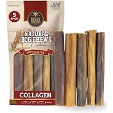 Bully Bunches Premium (6" Collagen - 5 Pack) Beef Chews for Dogs – All-Natural, Long-Lasting Dental Treats, Protein-Rich, Gra