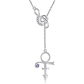 HUKKUN Prince Symbol Y Necklace 925 Silver Prince Music Necklace for Music Lover