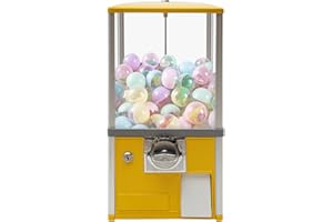 PSUFURV Gumball Machine, 25 Cent Coins Vending Machine with Clear Window, 21 Inch Height Bouncy Balls Dispenser Bubble Gumball Dispenser Machine for Gumball Bank, Game Stores