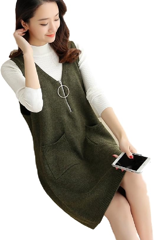 Amazon クルーズライン レディース ミニ ニット ジャンスカ ワンピース ジャンバー スカート サロペット A57 モスグリーン ワンピース チュニック 通販