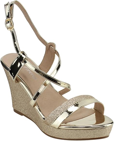 gold glitter platform sandals