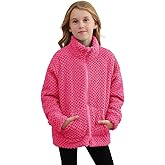 Dugcew Girls Fleece Jackets Soft Lightweight Kids Jacket Winter Outerwear Fall Full Zip up Sweatshirt with Pockets 3-12 Year