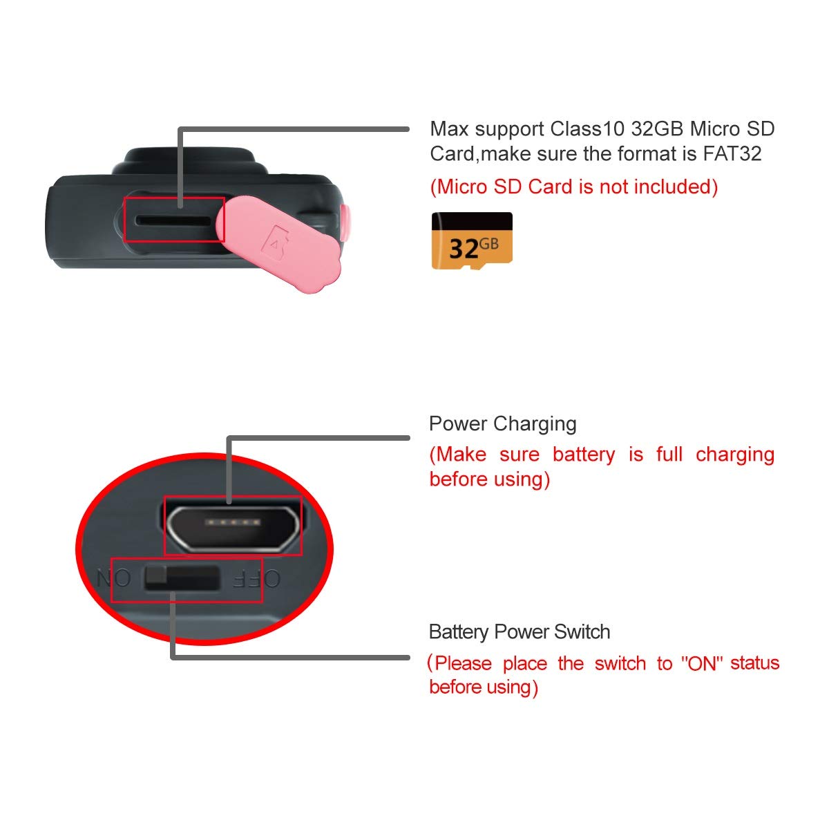 DROGRACE Children Kids Camera Waterproof Digital Video HD Action Camera 1080P Sports Camera Camcorder DV for Girls Birthday Holiday Gift Learn Camera Toy 1.77\'\' LCD Screen (Pink)