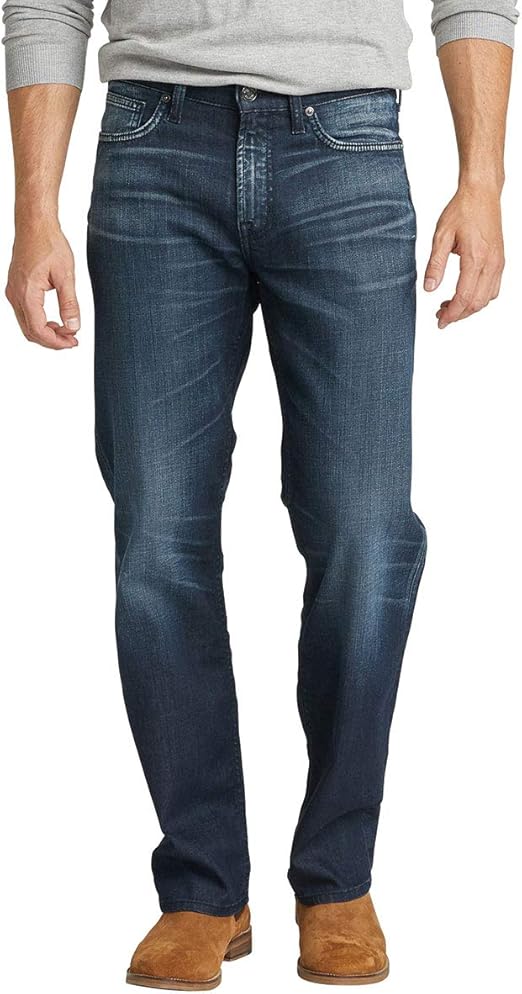 Silver Jeans Co. Men's Grayson Easy Fit Straight Leg Jeans, Dark Rinse