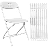 VISTACASA 10 Pack White Plastic Folding Chairs,Steel Frame,350lb | HDPE plastic and steel frames;foldable,stackable chairs for indoor and outdoor weddings,parties,offices and events.