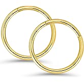 PIERCINGBOY 2pcs 9mm 316l Surgical Steel Nose Rings 16G Gold Nose Ring Hoop 16 Gauge Hinged Segment Septum Clicker Cartilage Helix Tragus Daith Rook Hoop Earrings Body Piercing Jewelry