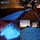 chic style 300pcs Glow in The Dark Garden Pebbles, Gardening Luminous Glow Stones Outdoor Decor Glowing Water Fish Tank Gravel (Blue)