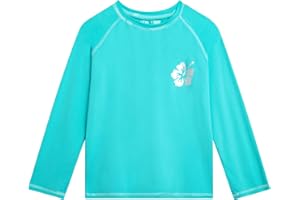 Real Love Toddler Girls Rash Guard - Quick Dry Sun Protection Girls Swim Shirt Long Sleeve Rash Guard Kids Swim Top (2T-16)