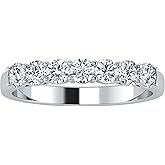 0.79 ctw Seven Stone Lab Grown Diamond Wedding Ring Band in 14K White/Yellow/Rose Gold | E-F Color, VS-SI Clarity | Promise Ring for Women | Sustainable & Elegant