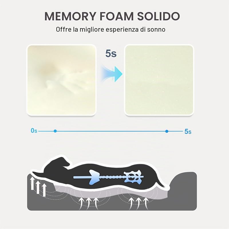 , Cuccia ortopedica per cani in memory foam con copertura rimovibile e lavabile, con giocattolo con sonaglio