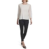 Calvin Klein Womens Mix Media Knit Longlseeve Blouse