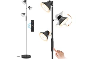SIBRILLE 2024 Upgraded LED Floor Lamp, 36W Modern Floor Lamp with Remote & Touch Control, 4 Color Temperatures, Standing Lamp with 3 Rotatable Lights, Floor Lamps for Living Room, Bedroom, Office