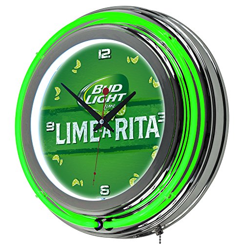 Trademark Gameroom Bud Light Lime-A-Rita Chrome Double Ring Neon Clock