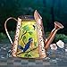Solar-powered Blue Bird Faux Watering Can, Brown, Iron