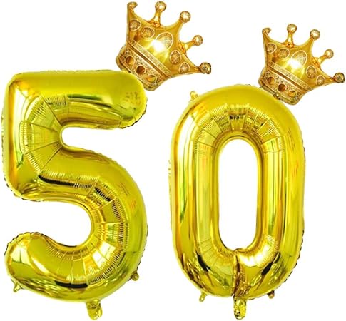 Amosfun Palloncino Di Alluminio Numero 50 Anni Con Corona Oro Per Decorazione Festa Di Compleanno Anniversary Wedding 32 Pollici 4pcs Amazon It Casa E Cucina