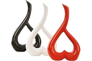 Mobestech Ceramic Heart-Shaped Flower Vase Decorative Receptacle Black Home Vase Ornament for Table Décor