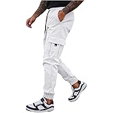 OYOANGLE Men's Drawstring Cargo Pants Flap Pocket Workout Athletic Joggers Lightweight Sweatpants