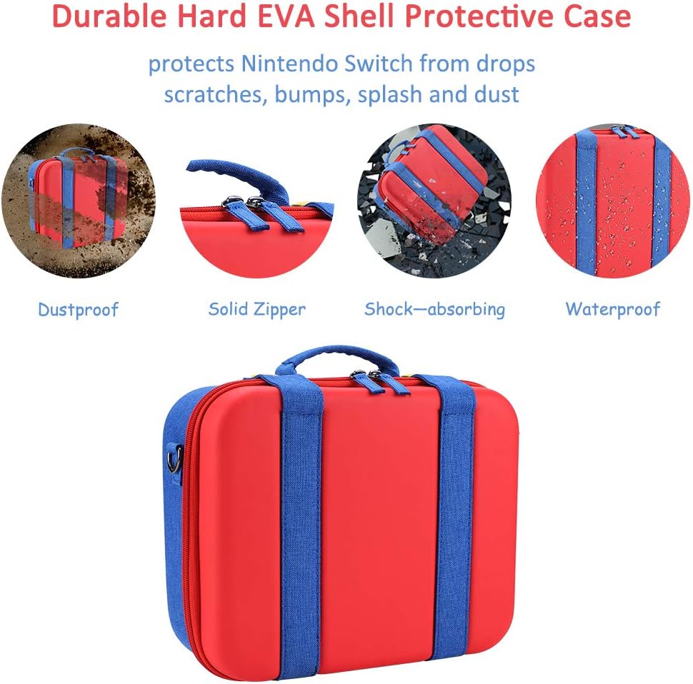 Travel Carrying Case for Nintendo Switch, Hard Shell Deluxe Storage Bag with Slim Portable Case&Shoulder Strap for Switch Console Dock Controller AC Adapter Accessories: Electronics