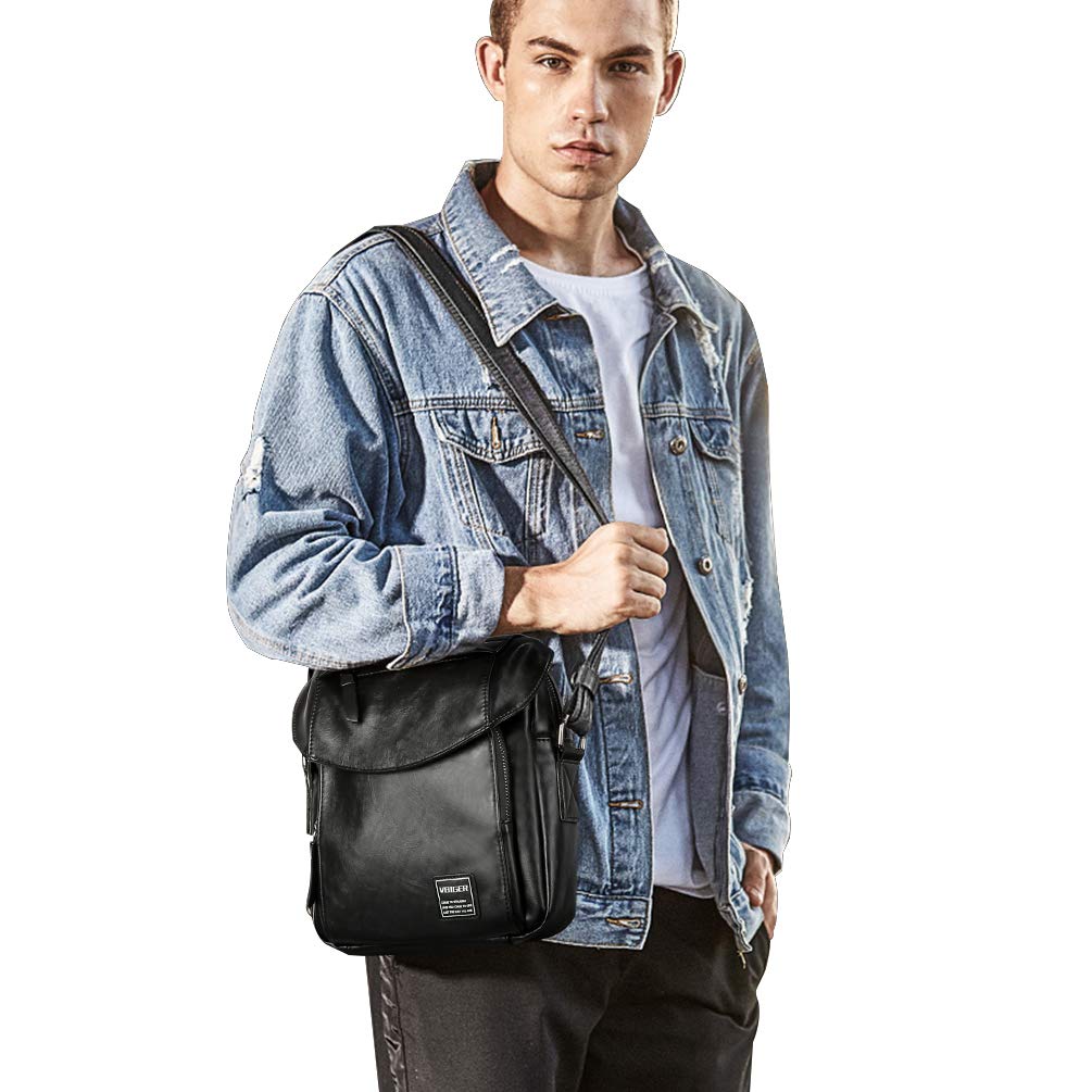 Vbiger Herren Umhängetasche Handtasche Männer Klein Herrentasche Retro Schultertasche Kleine Tasche Herren Schwarz